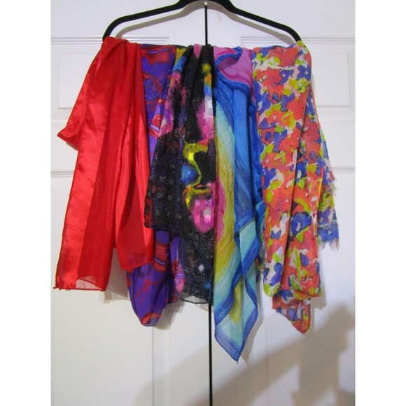 Sheer Lightweight Fashion Scarf Lot Womens Floral Abstract Accessories Set - Picture 1 of 12